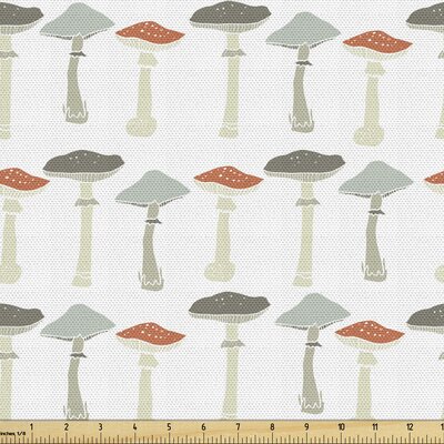 fab_48588_ Mushroom Fabric By The Yard, Pattern Pale Colored Boletus Porcini Amanita Toadstools Retro Organic Food, Decorative Fabric For Upholstery A -  East Urban Home, 6D670068BCE84A7D8C6A26E72D19424F