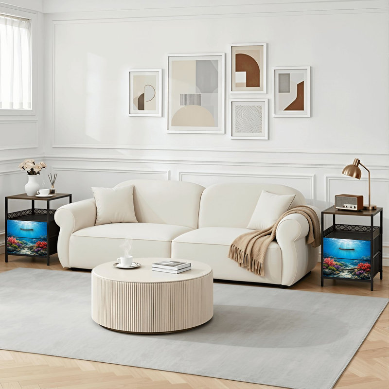 Table de chevet 2 tiroirs avec station de charge, table de chevet avec ports USB et prises USB
