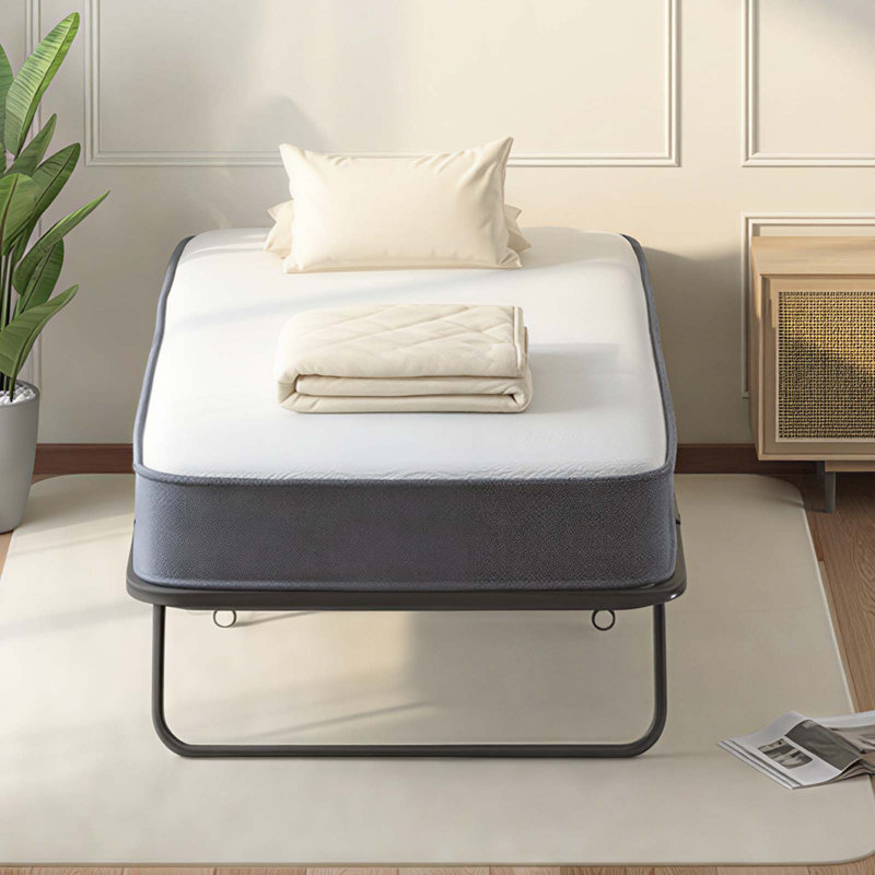 Lit pliant portatif 46 "avec matelas de 5 pouces et roues verrouillables, Très grand simple