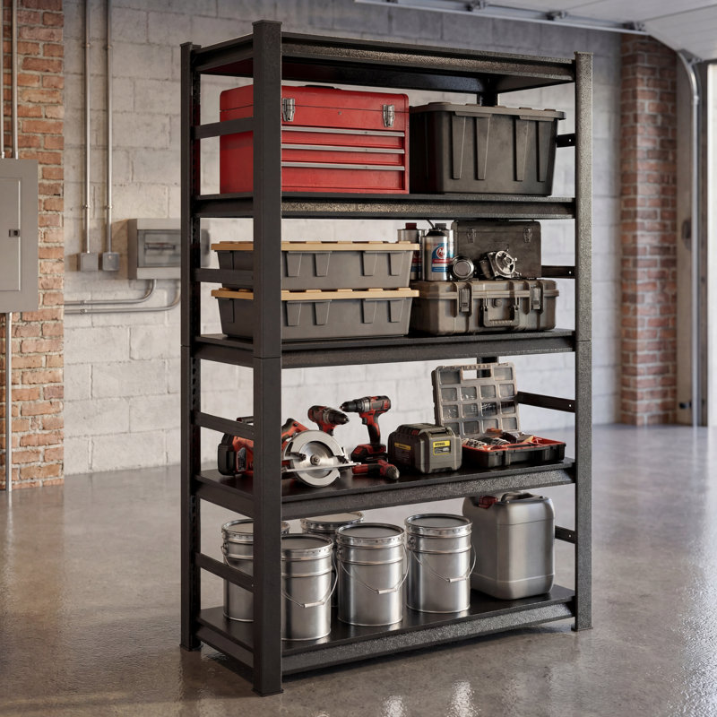 47.2'' W Steel Shelving Unit, Red