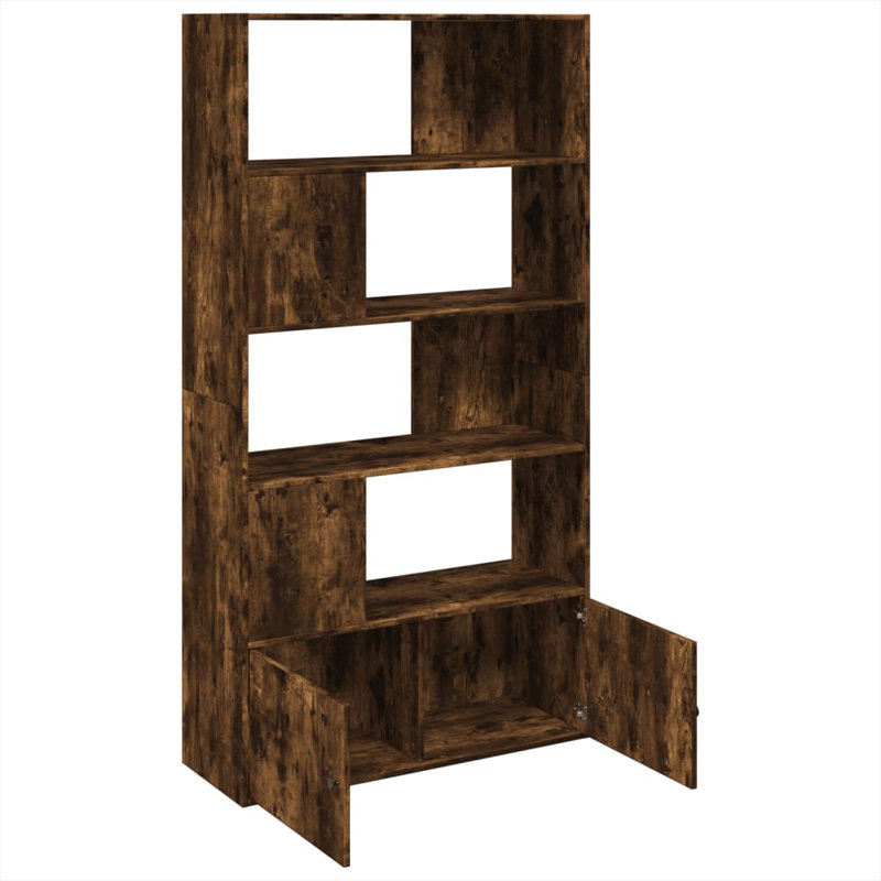 Augustinas 189cm H Bookcase, (5 Shelves) 189cm H x 100cm W x 36cm D, Smoked Oak