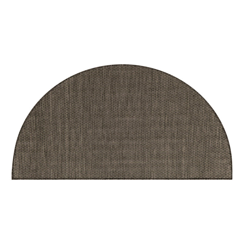 Avaughn Black Indoor/Outdoor Area Rug, Half-circle 3'1" x 6'1", Black