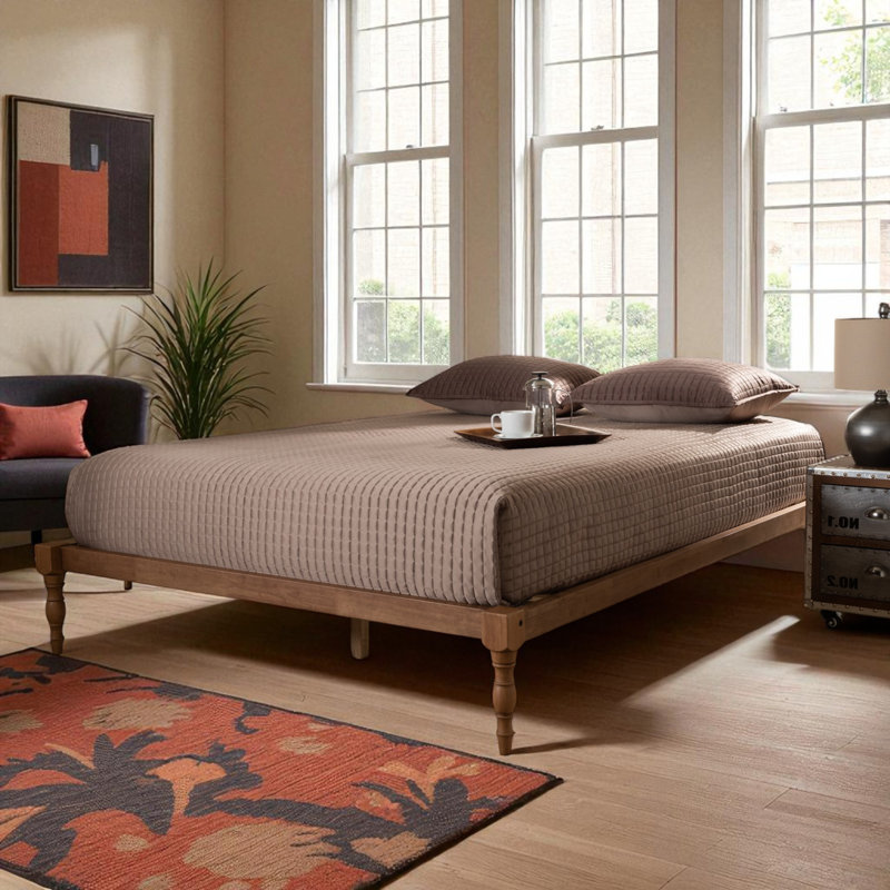 Guendi Full Platform Bed Frame, Modern and Contemporary, Brown 12.71'' H X 56.98'' W X 76.07'' L, Full