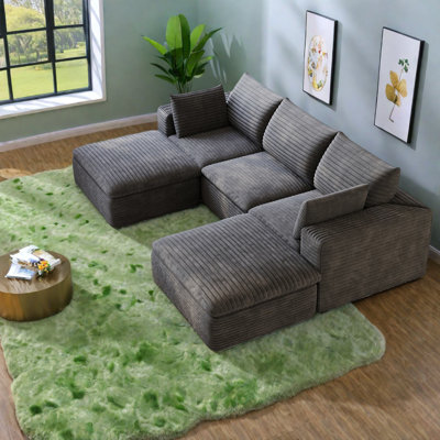 Compression Cloud Sofas, 102 Inch Corduroy Modular Modern Home Couch
