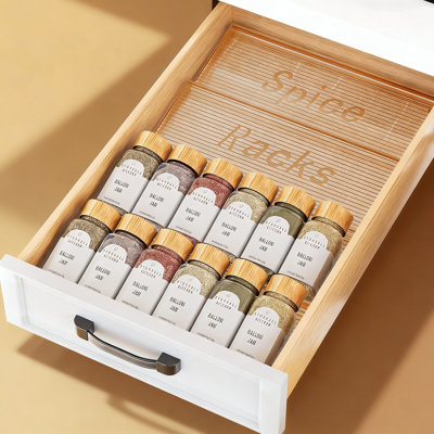 Expandable Drawer Spice Organizer With Slanted Tier Design, 2-Pack Acrylic Kitchen Spice Rack For Storage, Fits Drawers From 11 To 22 Inches Wide, Jars Not Included