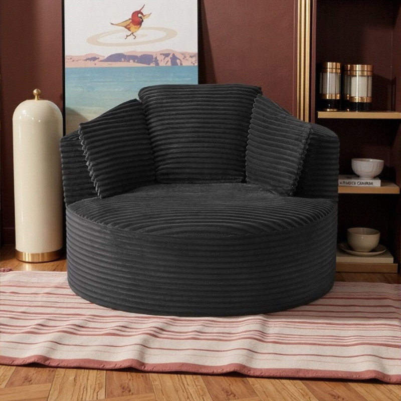 Canapé en velours côtelé moelleux, support pour ressorts ensachés, Noir