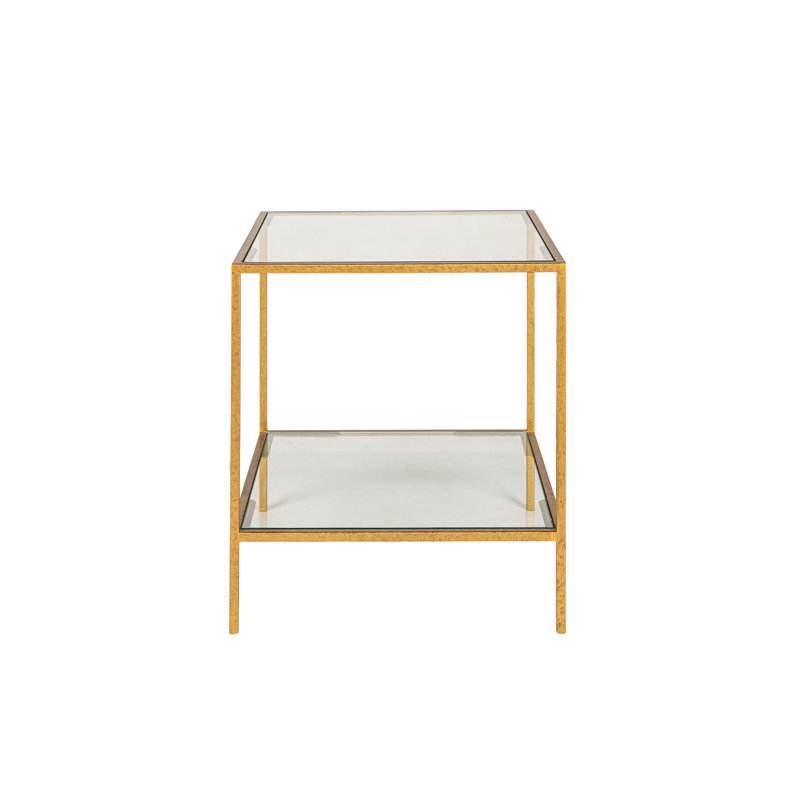 Kayce Glass End Table with Storage, Royal Gold