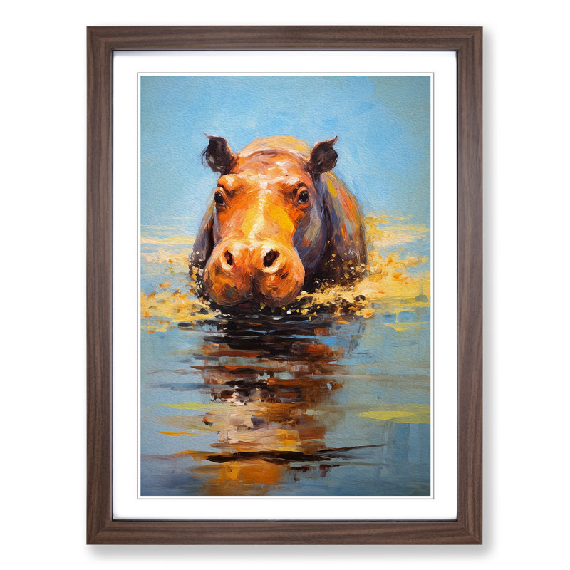 Hippo Impressionism - Framed Print