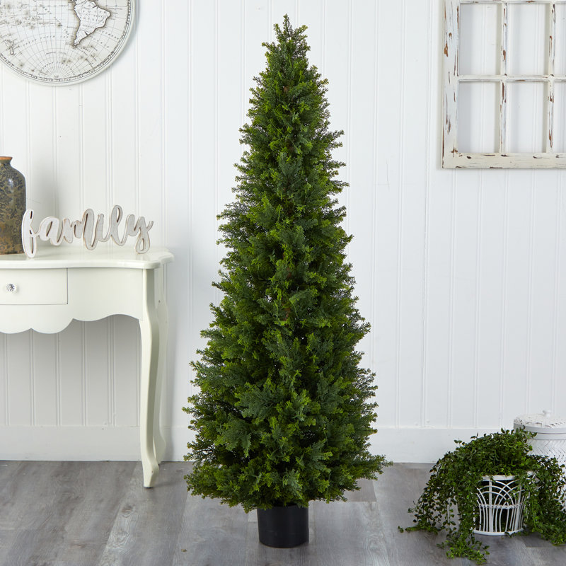 5.5' Green Plastic Cypress Cone Topiary Artificial Tree