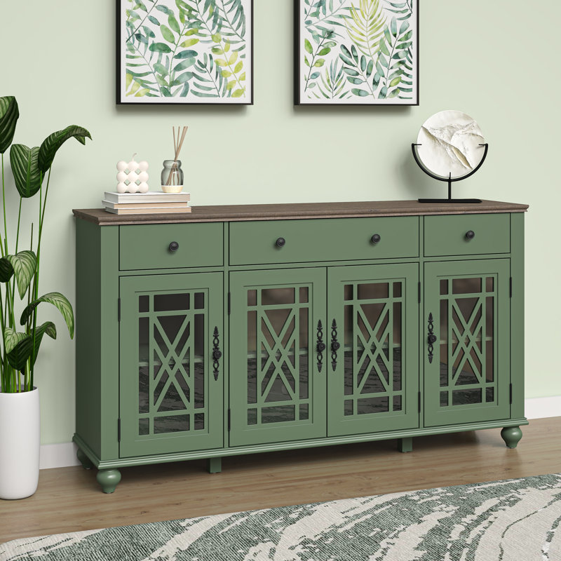 Buffet avec rangement, Green/Oak