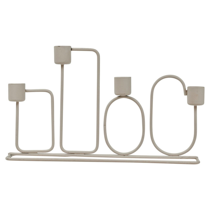Metal Tabletop Candelabra, Cream