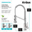 Robinet de cuisine KRAUS Bolden 2-en-1 de style commercial avec filtre à eau rétractable à poignée simple et sans tache avec système de filtration sous-évier Purita-103150502
