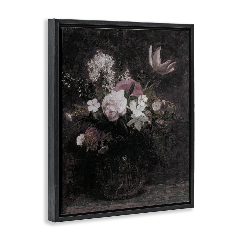 Art mural encadré flottant sur toile mixte, Cadre flottant noir de jais, H 21 po x l 17 po