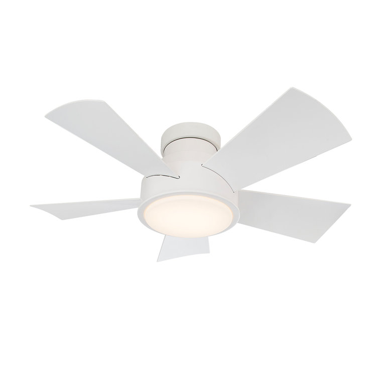 Vox 5 - Blade Indoor/Outdoor Smart Flush Mount Ceiling Fan with Remote Control and LED Light Kit, Works With Alexa and iOS or Android App