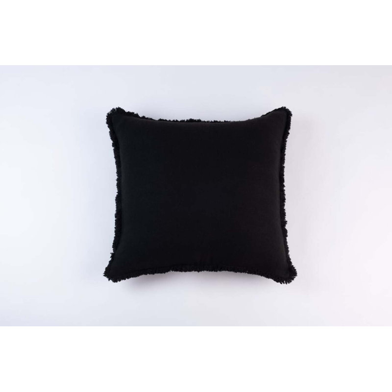 Olydia Fringed Reversible Throw Pillow, Asphalt
