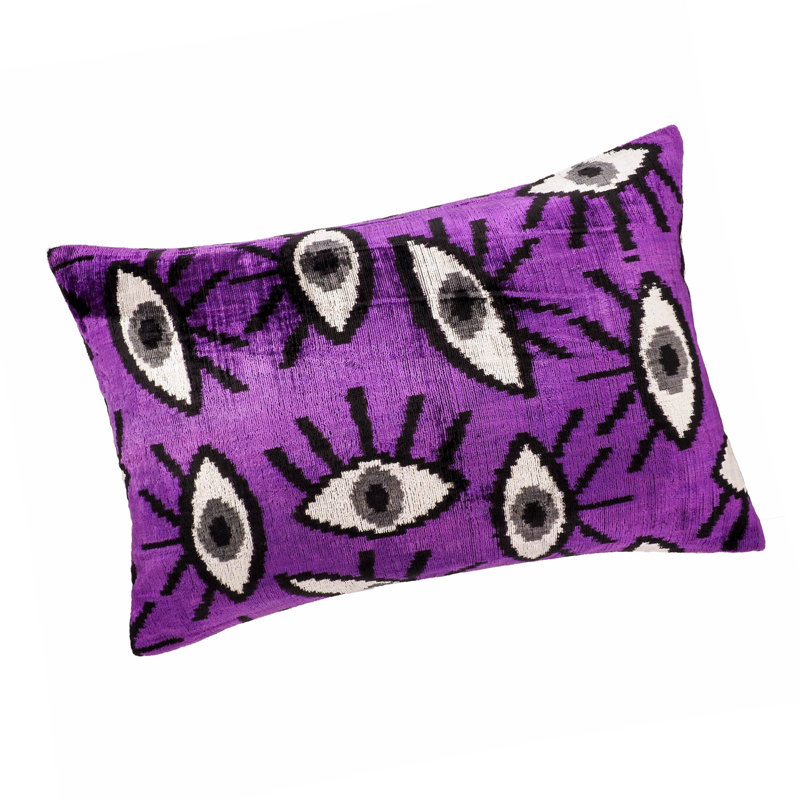  Housse de coussin en soie Ikat, Mauve