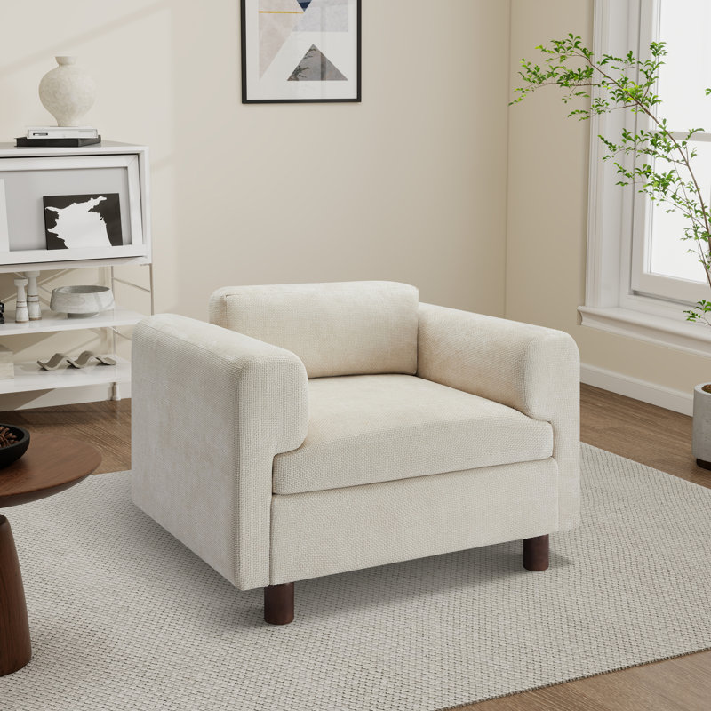 Fauteuil d'appoint rembourré l 45,48 po, Polyester beige
