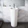Swiss Madison Monaco 33.44'' Tall Glossy White Ceramic Circular Pedestal Bathroom Sink with Faucet and Overflow