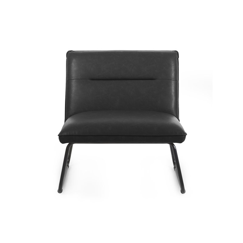 Faux Leather Accent Chair, Black