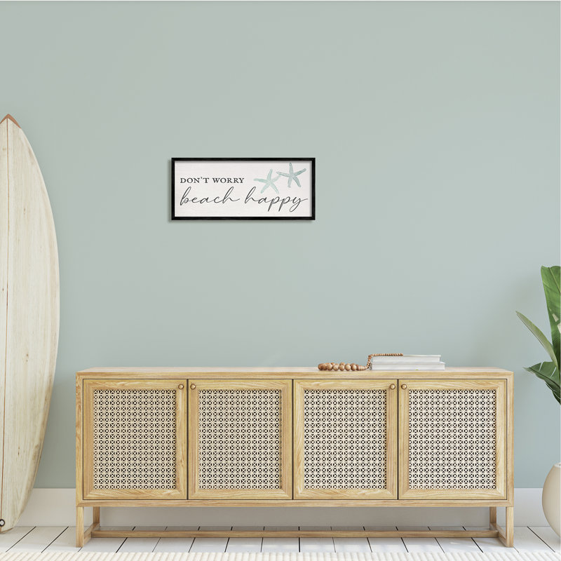 «Don Wont Beach Happy», H 24 po x l 24 po x P 1,5 po, Giclée encadrée noir minuit