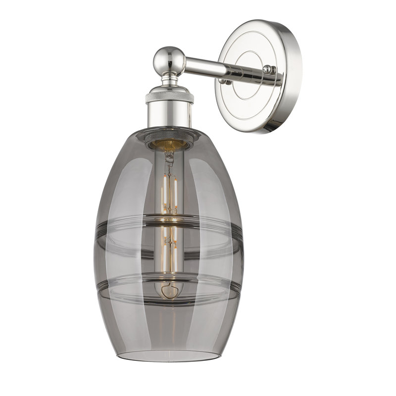 Applique murale en acier Bettylou, Gris fumée clair, H 10,38 po x l 5,88 po x P 7,44 po, Nickel poli