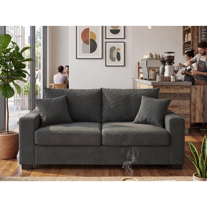 Canapé ou causeuse rembourré Mid-Century, Gris foncé