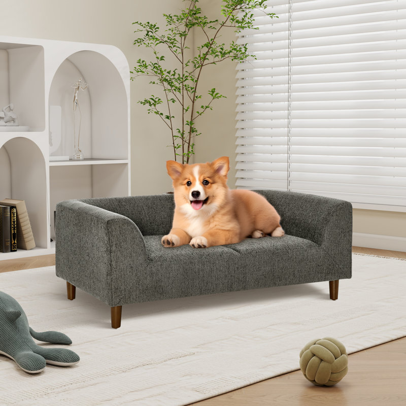 Modern Rectangular Pet Sofa, Dark Gray