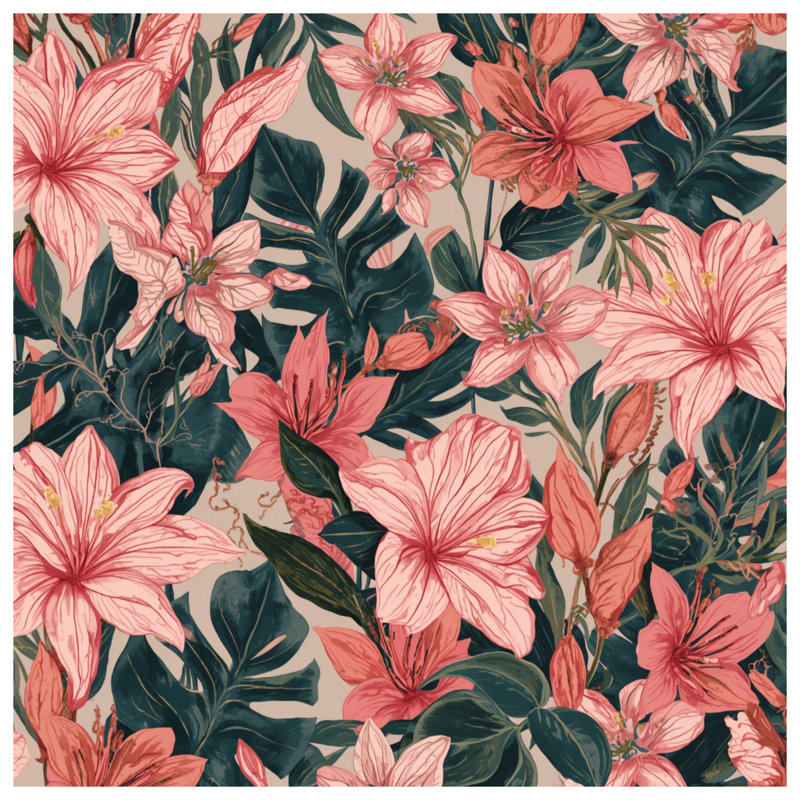 Édredon rose avec fleurs tropicales, Twin Extra Long