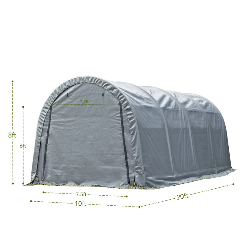 Atv Round-top Portable Shed 10'x20'x8', 8 Ft. H x 10 Ft. W x 20 Ft. D
