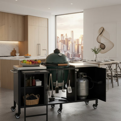 Cette luxueuse table de barbecue en métal pour l'extérieur est compatible avec les grands grils, dispose de capacités de pliage et d'expansion et de rangement multifonctionnel, améliorant votre expérience de cuisine extérieure.