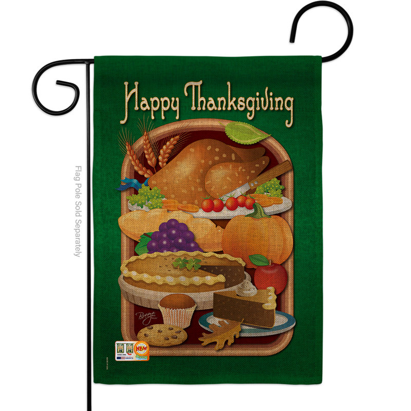 Polyester de 2 côtés en polyester 19 po thanksgiving drapeau de jardin