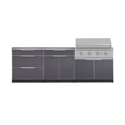 Outdoor Kitchen Aluminum 5 Piece Cabinet Set with 40 in. Liquid Propane Gas Performance Grill