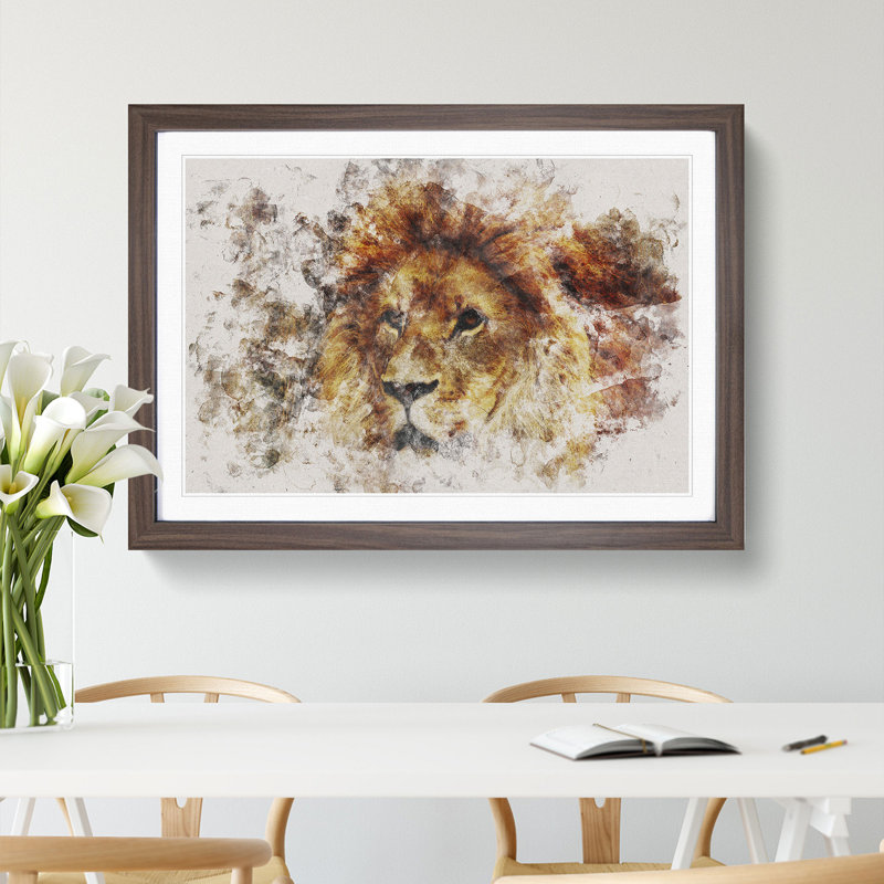 Lion Vol.6 - Framed Print, 36cm H x 48cm W x 2cm D, Walnut Framed