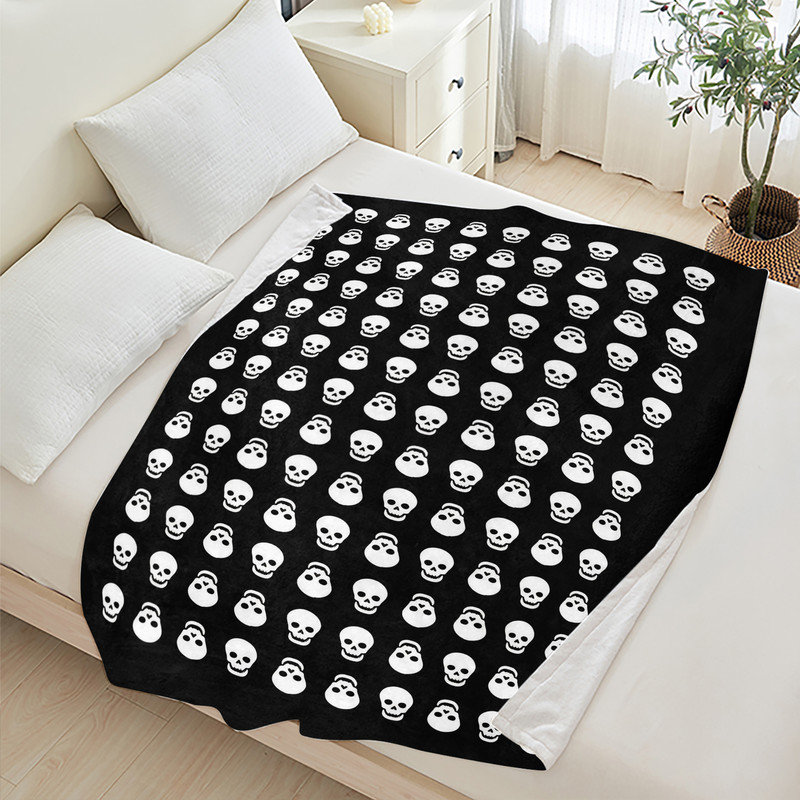 Jeté en flanelle JYK Halloween, Cute Skulls Grid