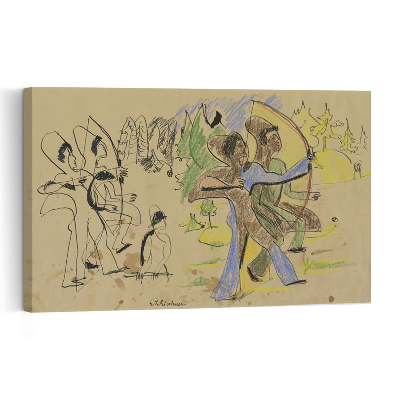 Archers, C.1935 Abstract Contemporary Wall Art Print 1 Piece Wrapped Canvas Wall Art, 101.6cm H x 152.4cm W