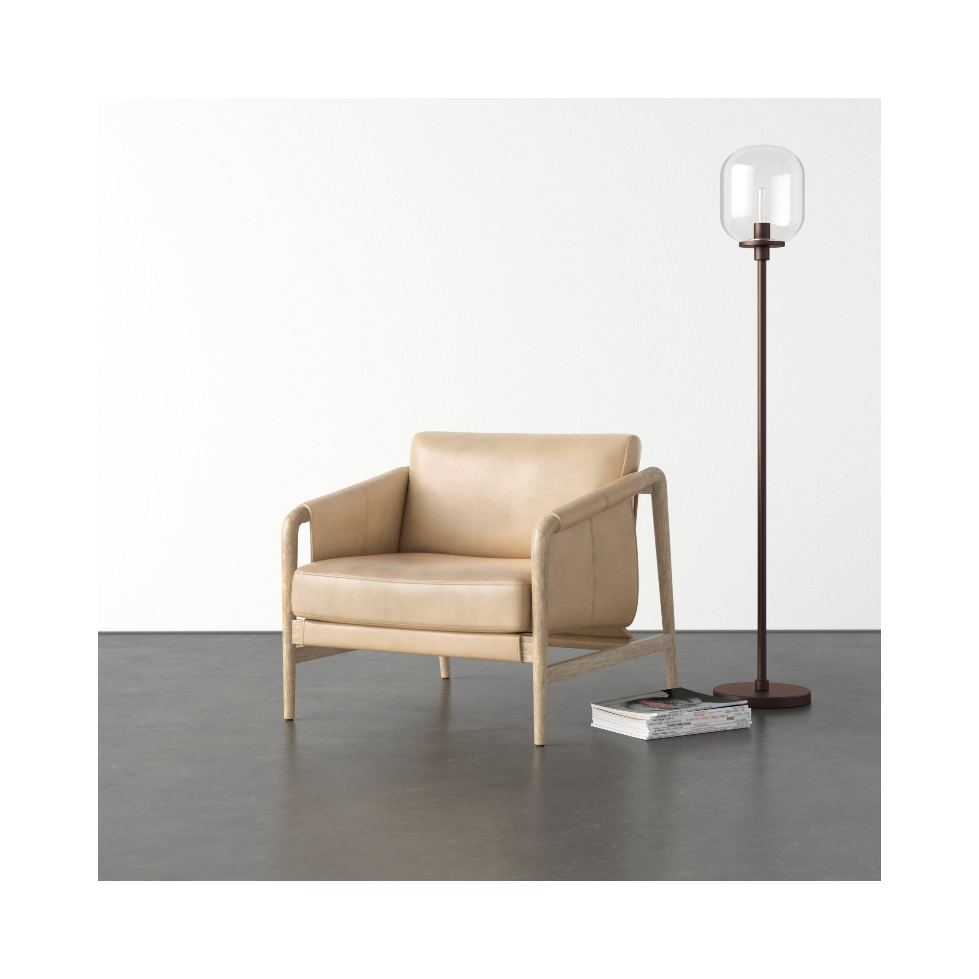Genuine Leather Armchair, Tan