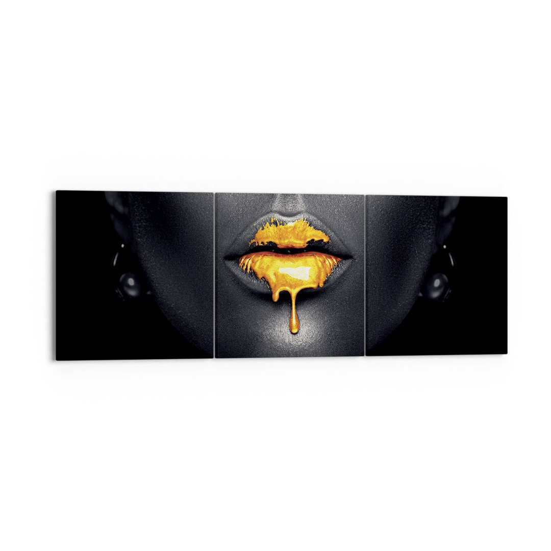 3-tlg. Leinwandbilder-Set Gold Mouth Black