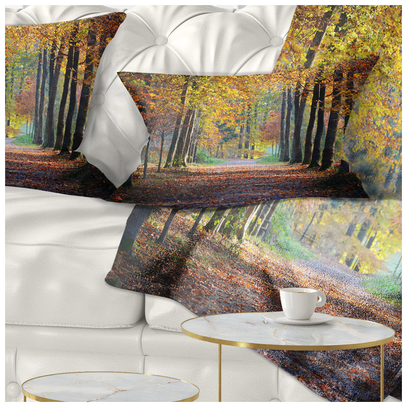 Coussin lombaire pour photographie de forêt à chemin large