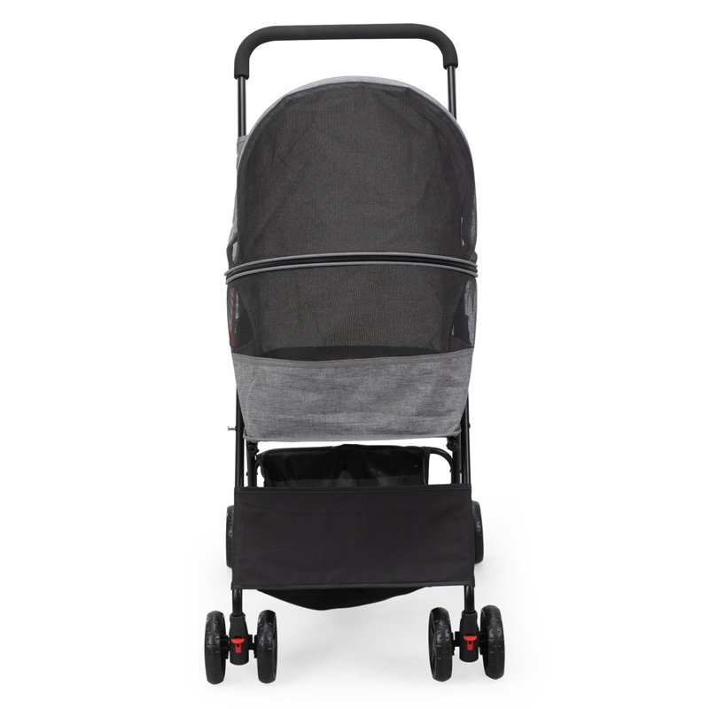 Poussette pliable pour animal de compagnie, petite poussette pour chat avec panier de rangement pour petits chiots, gris et noir