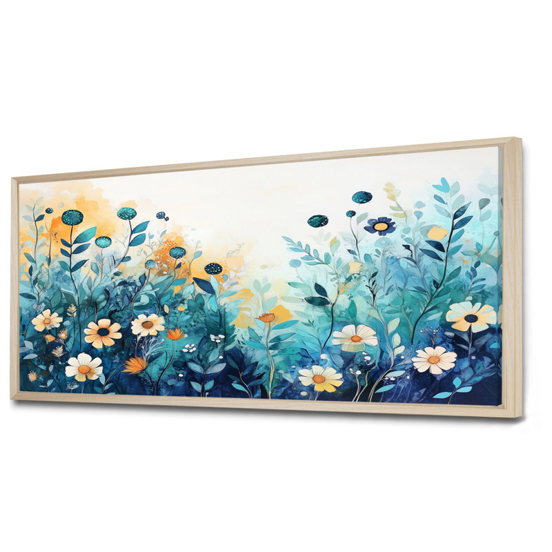 Art printanier, prairie printanière, H 28 po x l 60 po, Cadre naturel flottant
