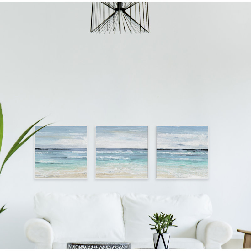 «Beach On II» par Marmont Hill - ensemble de 3 reproductions sur toile flottantes, H 48 po x l 48 po