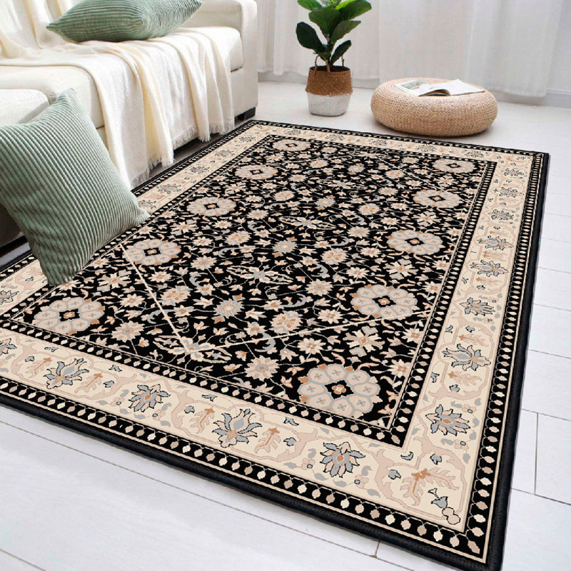 Warenne Luxurious 100% Cotton Area Rug, 5.9 x 9.2 Feet | 1200 g/m², 0.3 in Pile Height, Antibacterial, Non-Slip PVC Underside, Machine Washable, Cream, Camel, Grey & Black | Perfect for Living Room, Bedroom & Dining Spaces