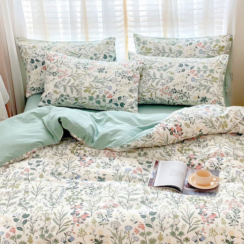 All-Season Boho Fluffy Floral Microfiber Comforter Set, Queen Comforter + 2 Standard Pillowcases, Floral 10