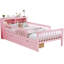 Fascinant lit simple rose avec garde-corps et espace de rangement-1236211085
