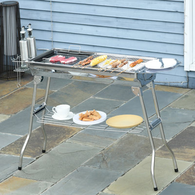 Barbecue au charbon de bois extérieur portatif en acier inoxydable pour l'extérieur