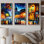 «Colorful Montreal City II - Cityscapes», ensemble d'art mural sur toile