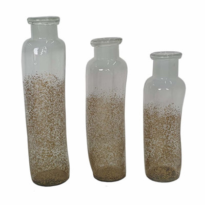 Ensemble de 3 bouteilles décoratives en verre doré / transparent Atalyia