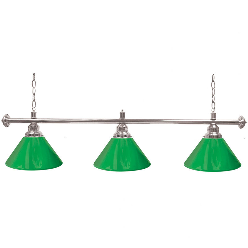Premium 3 - Light Pool Table Lights Pendant, Green, Silver