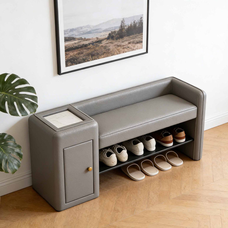 Banc de rangement pour chaussures Engelhardt, H 21,65 po x l 47,24 po x P 15,75 po, Grey