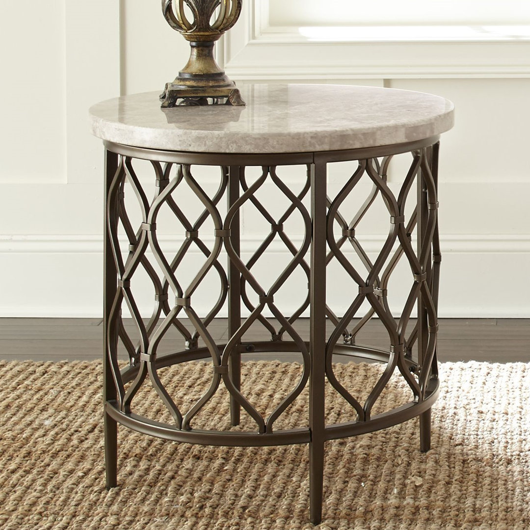 Akhilesh Marble Top End Table Lark Manor™